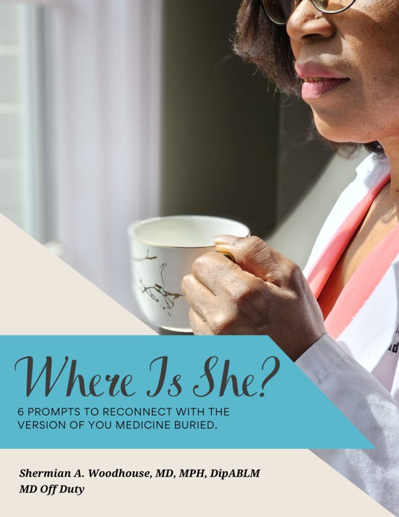 Woman physician with cup of tea